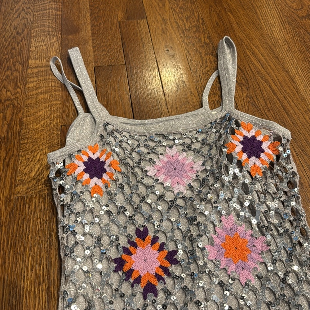 NWOT SANDRO Brunielou sequin-embellished woven mini dress - Picture 4 of 7